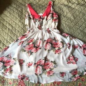 Xhilaration small white and pink floral dress